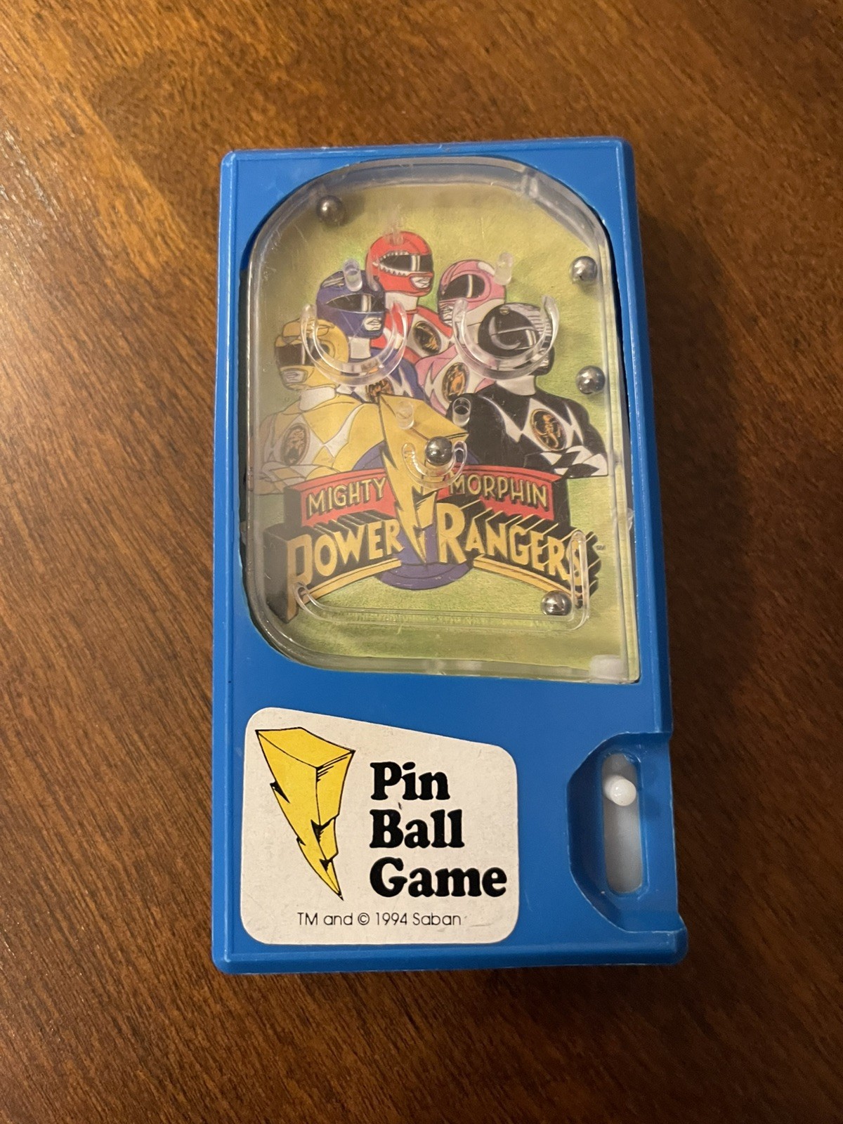 Vintage Mighty Morphin Power Rangers Blue Handheld Pinball Game 1994 Saban Toy