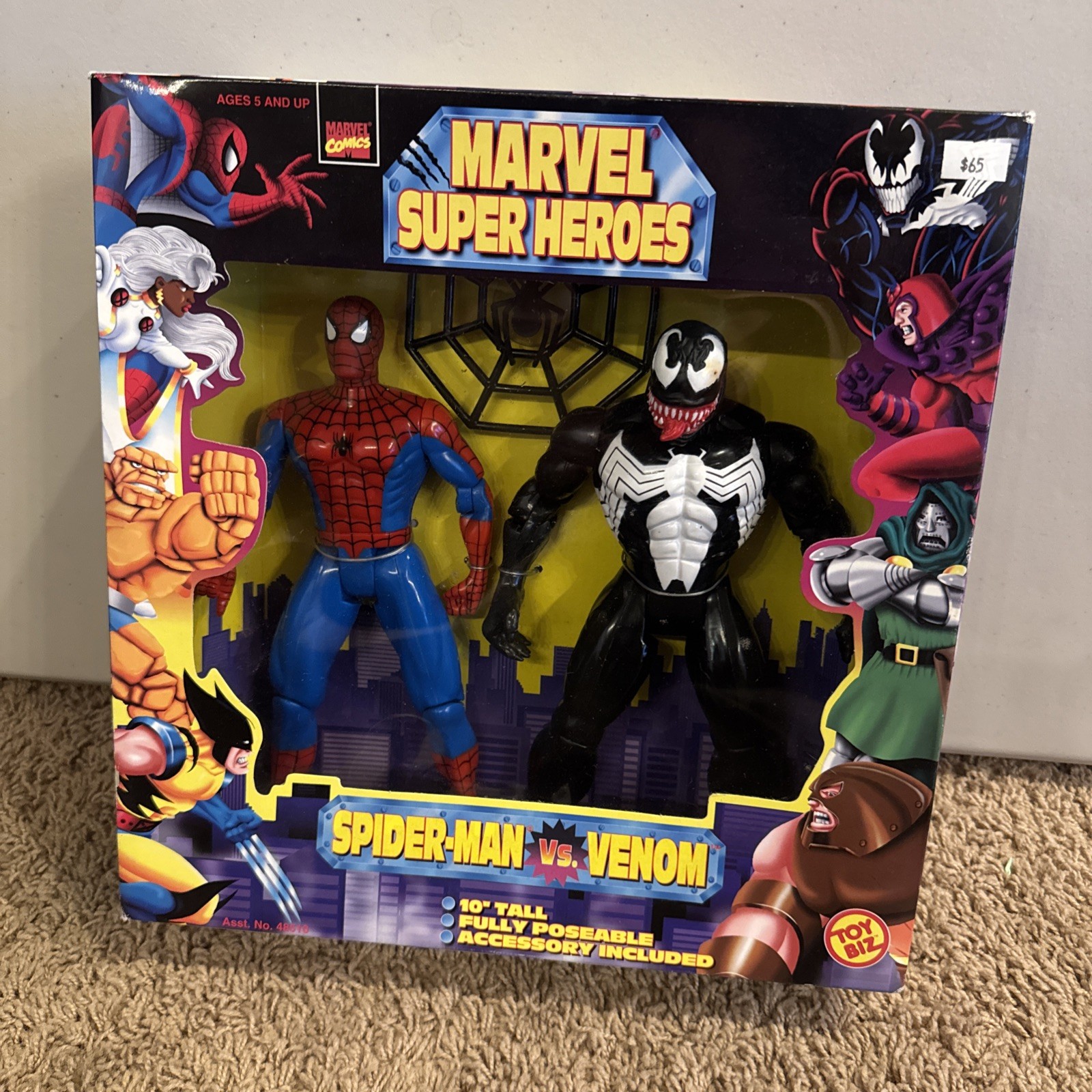 RARE Vintage 1994 ToyBiz 10” SPIDER-MAN vs. VENOM Action Figure SET MIB