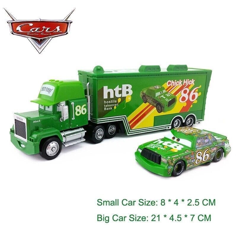 2PCS Disney Pixar Car NO.86 Chick Hick Truck & Car Diecast Kid Toy Collect Loose
