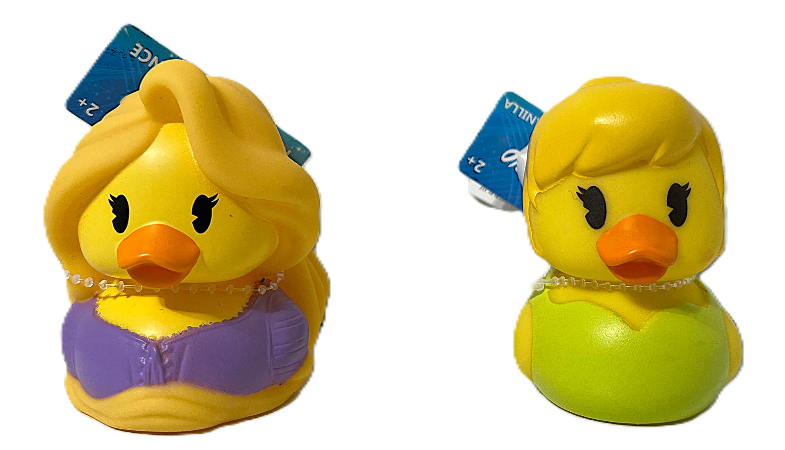 Set of 2 Disney RAPUNZEL & TINKERBELL Rubber Duck 2.5&Prime; High Duckalooz NWT NEW