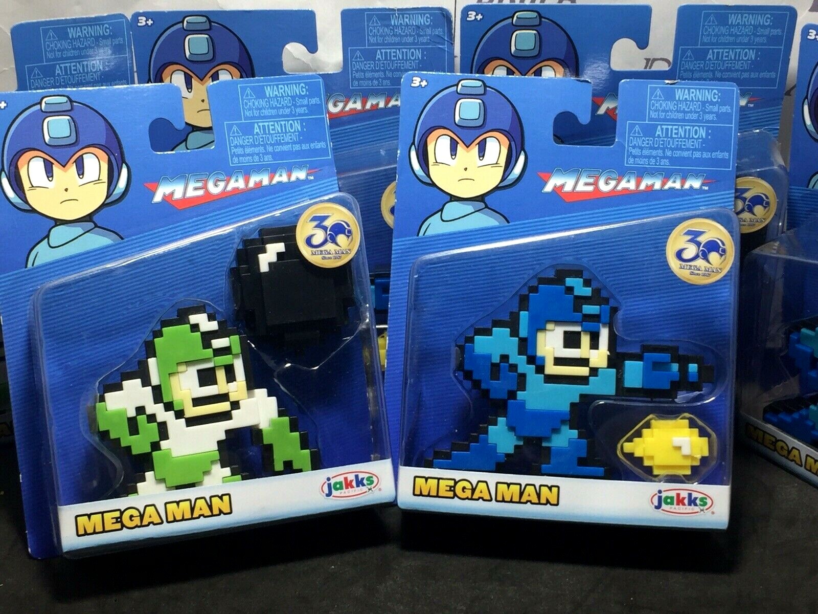 Lot of 2 8-bit 2.5&Prime; Figures 30th Year Jakks Mega Man and Mega Man Hyper Bomb