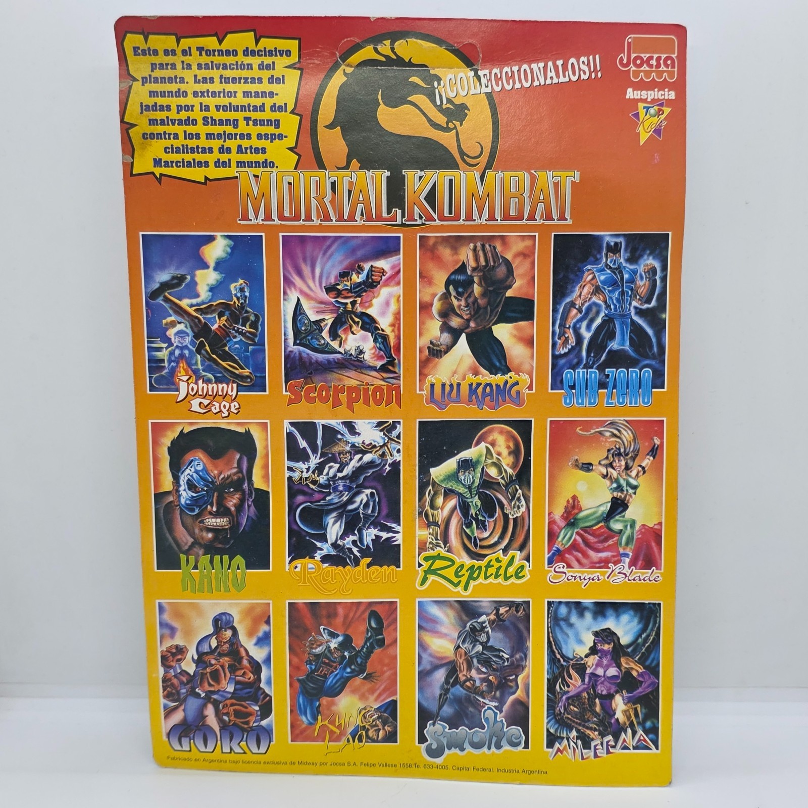 MORTAL KOMBAT TOP KANO BRAND JOCSA ARGENTINA MOC 1994 RARE