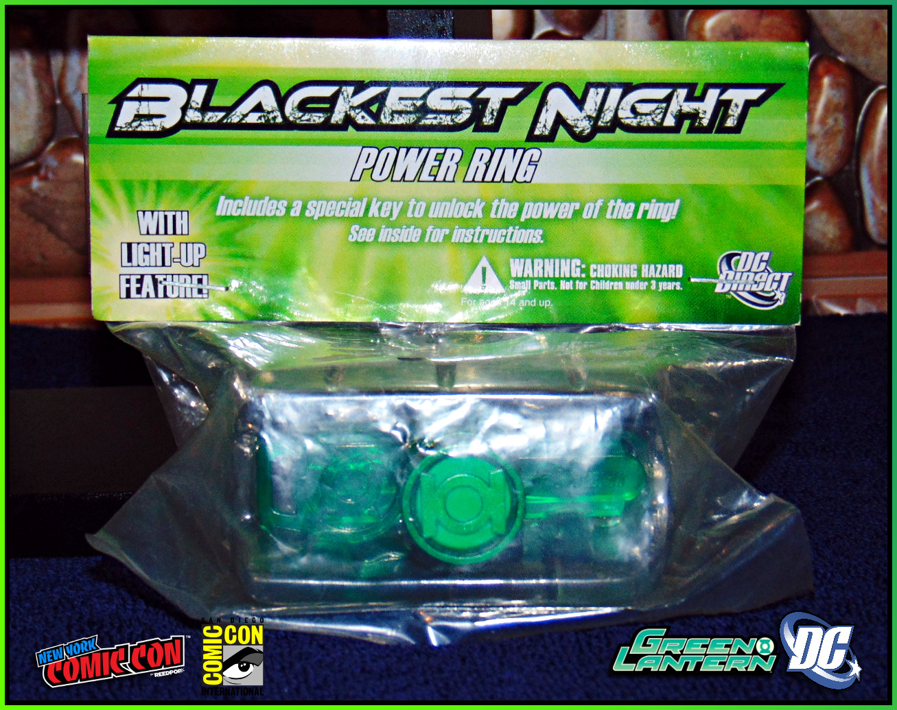 GREEN LANTERN LIGHT-UP POWER RING BLACKEST NIGHT SDCC NYCC 2011 EXCLUSIVE NISP!