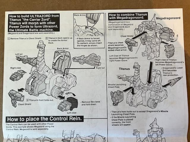 VTG 1993 Mighty Morphin Power Rangers Titanus Carrier Zord Instructions Only