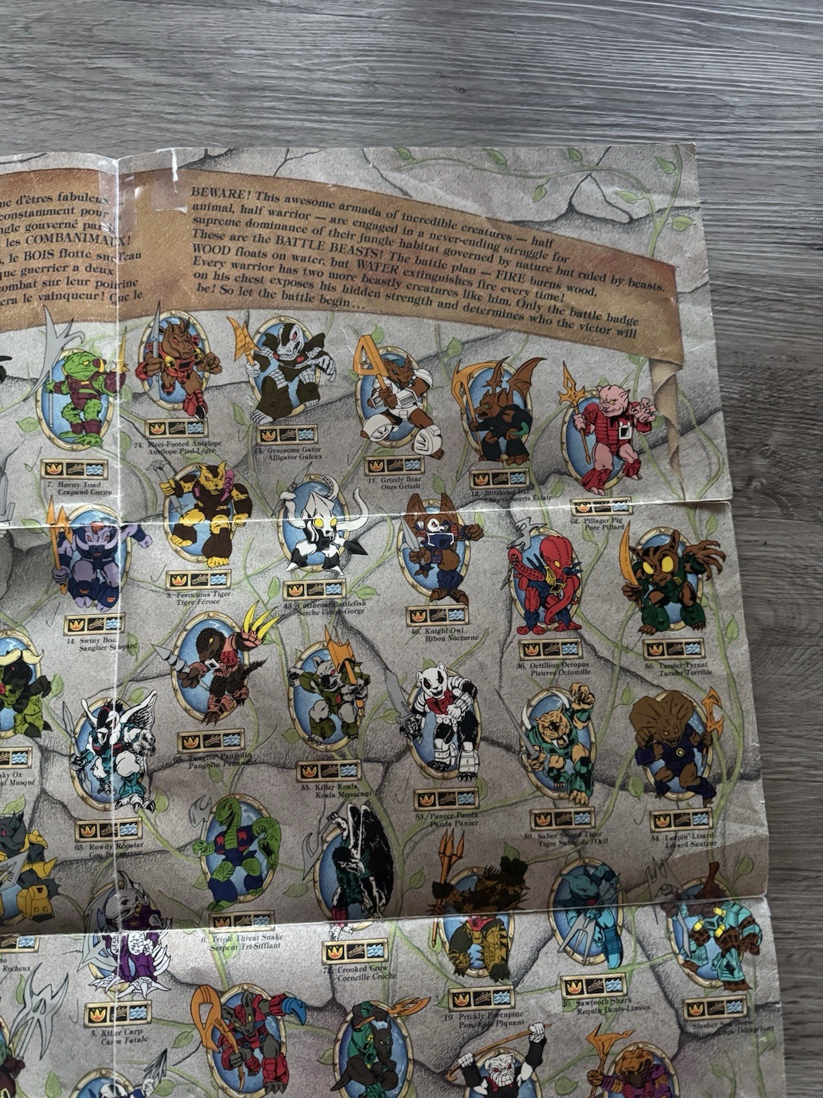 Battle Beasts Poster (Made in Canada) 1987 Hasbro Mail away redemption character