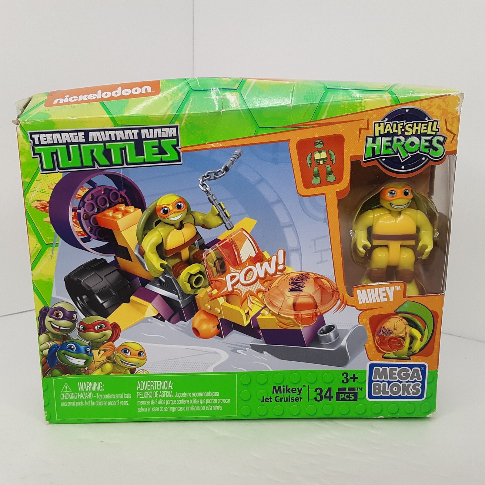 Mega Bloks TMNT Half-Shell Heroes Mikey Jet Cruiser 34 pieces New Sealed in Box