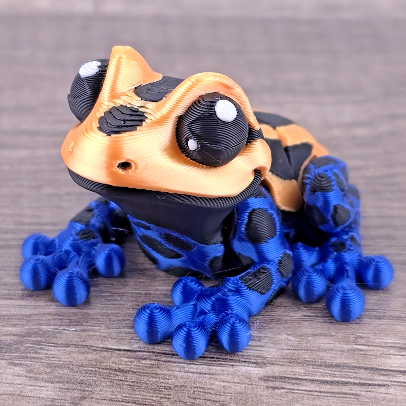 Mini Dart Frog 3D Articulated Flexi Fidget Toy Desk Pet – Orange Blue