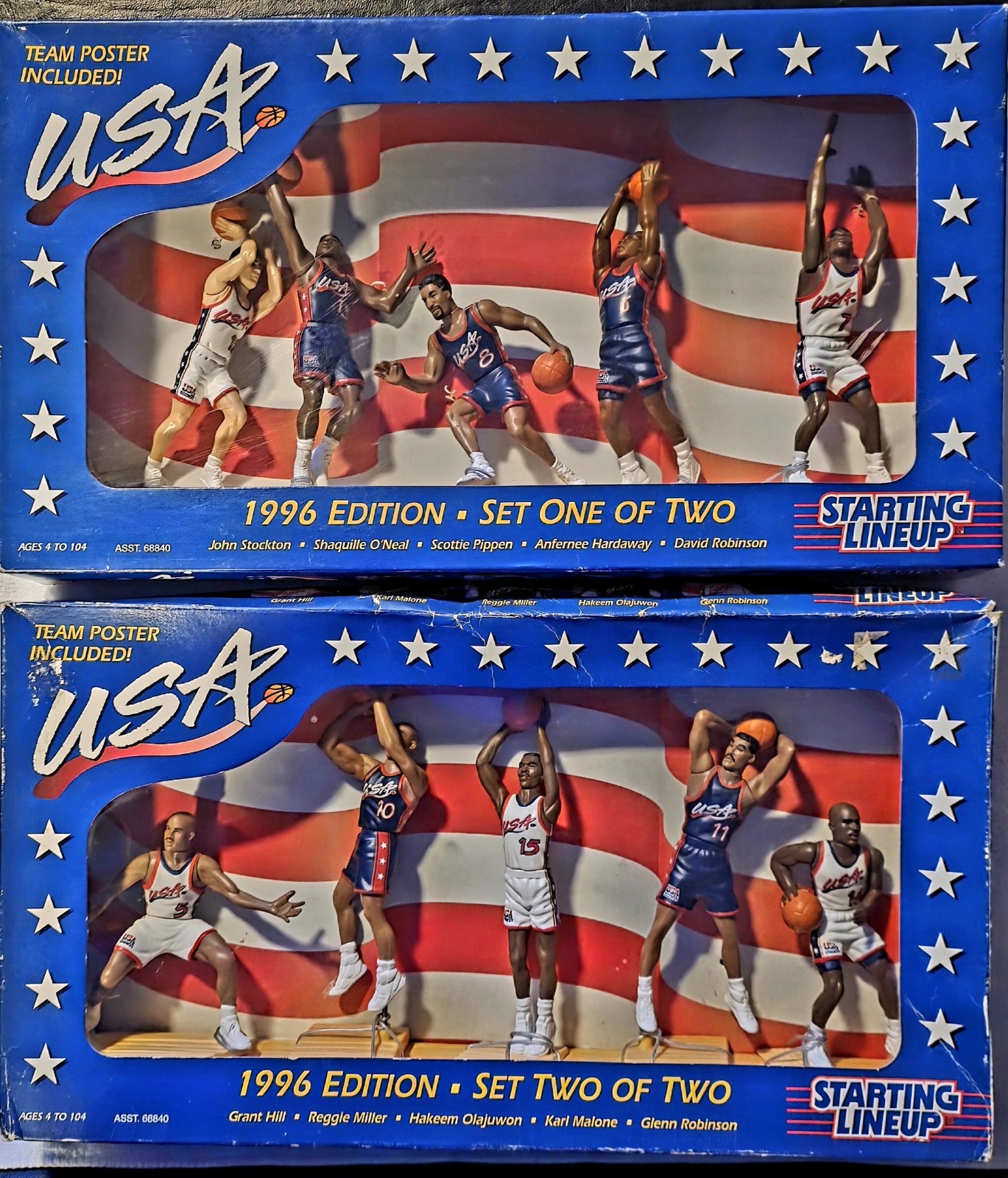1996 USA Olympic « Dream Team » Edition Sets 1 & 2 Starting Lineup W/ Team Poster