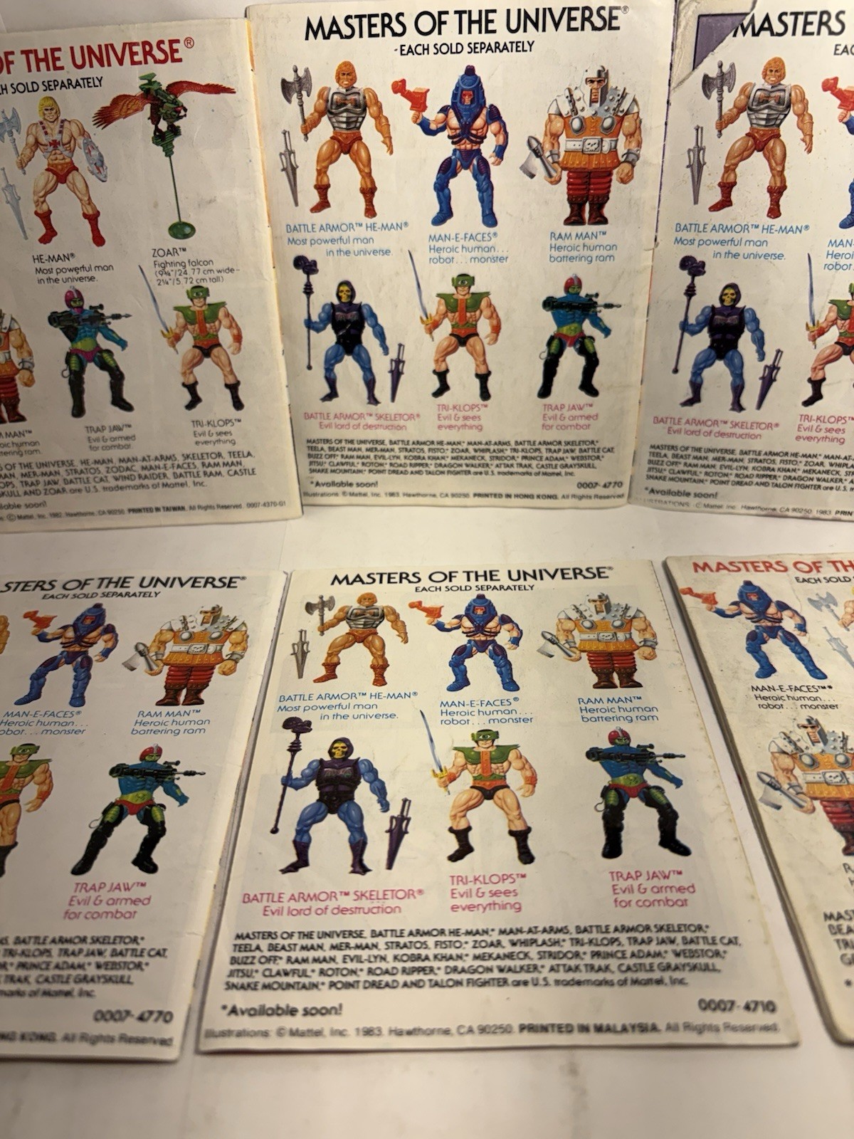 Vintage Action Figure Mini Comic Book Lot Of 6 MOTU Masters of the Universe