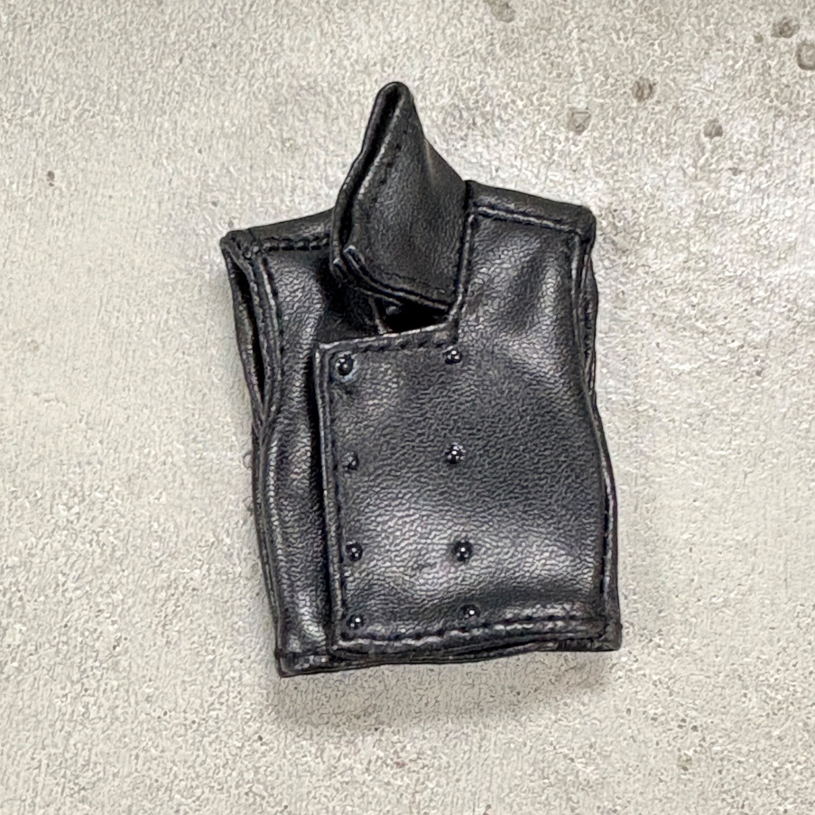 PB-SPD-VST: 1/12 Spiderman Noir Style black faux leather vest for 6&Prime; slim figure