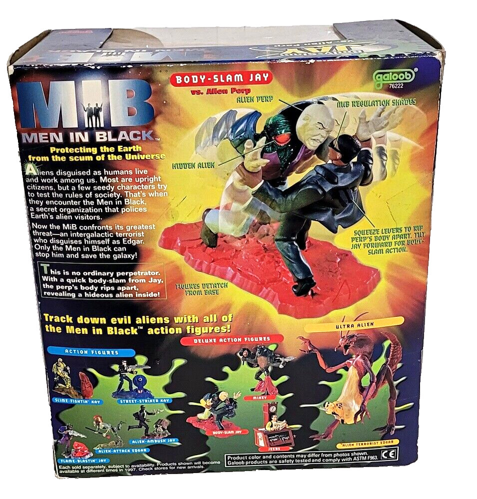 Men in Black Jay & Alien Perp Action Figures 5&Prime; Tall Mint in Box Galoob 1997