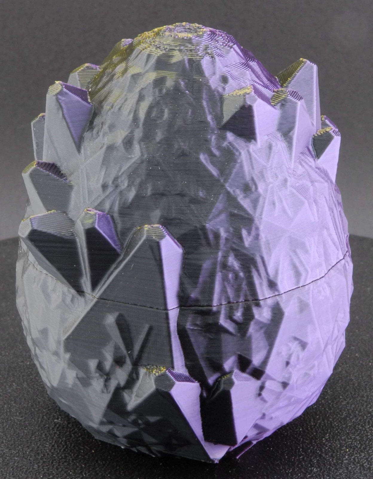Crystal Dragon Egg – Faceted Fantasy Egg with Geode Texture | Purple Gold