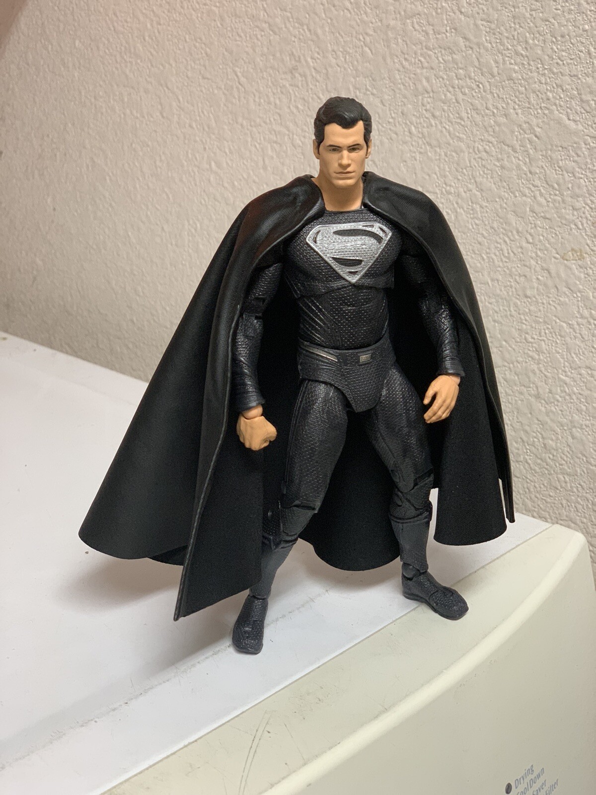 Custom Mcfarlane black wired leather superman cape 1/12 Dc Multiverse NOT FIGURE
