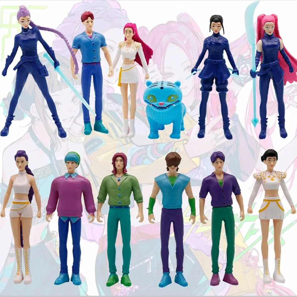 12pcs/Set Kpop Demon Hunters Action Figure Toy Derpys Tiger Rumi Mira Zoey Sussy
