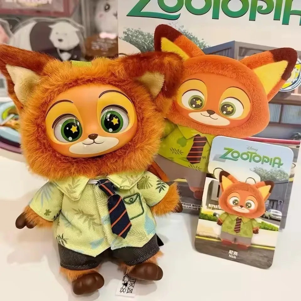 Authentic MINISO Zootopia Nick Plush Toy Charm Confirmed Blind Box Pendant Gift
