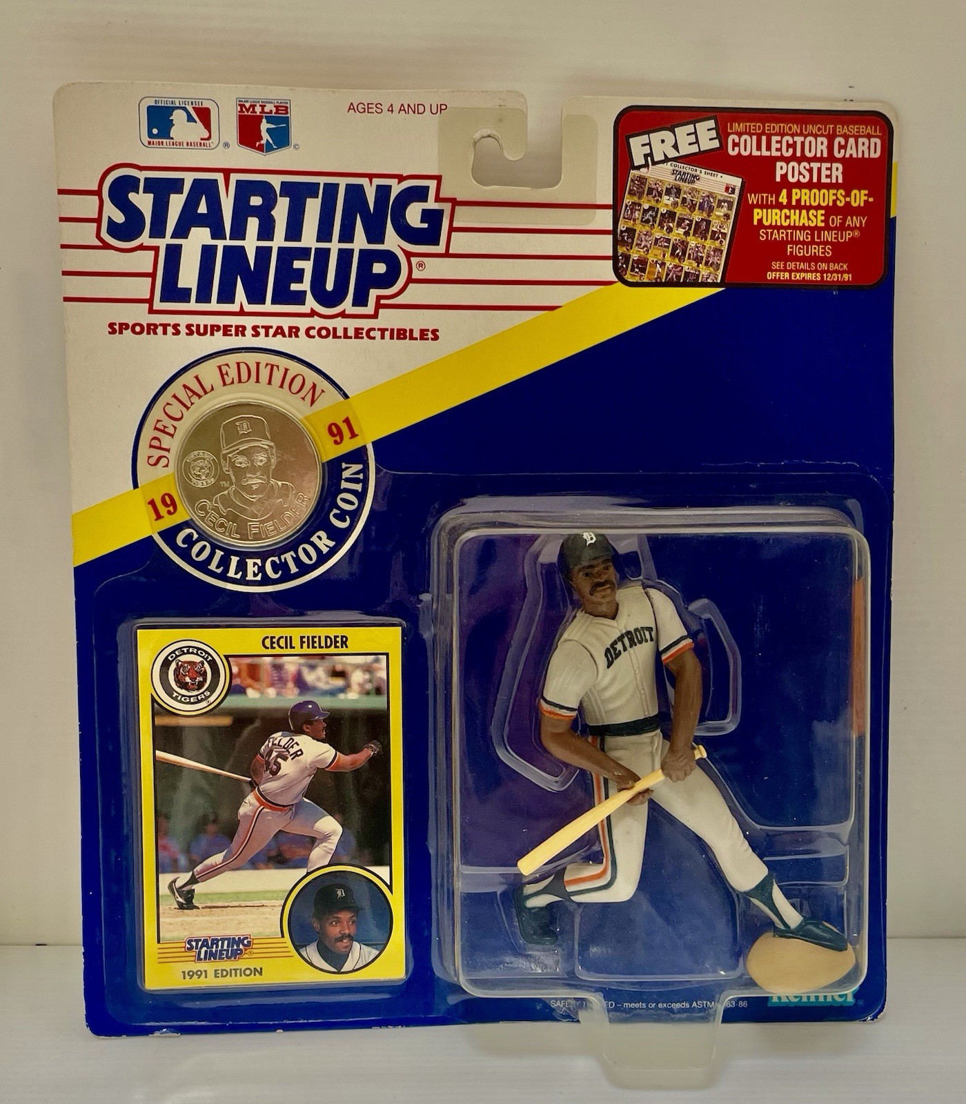 MLB Starting Lineup Figure 1991 Detroit Tigers Cecil Fielder Baseball Card Coin