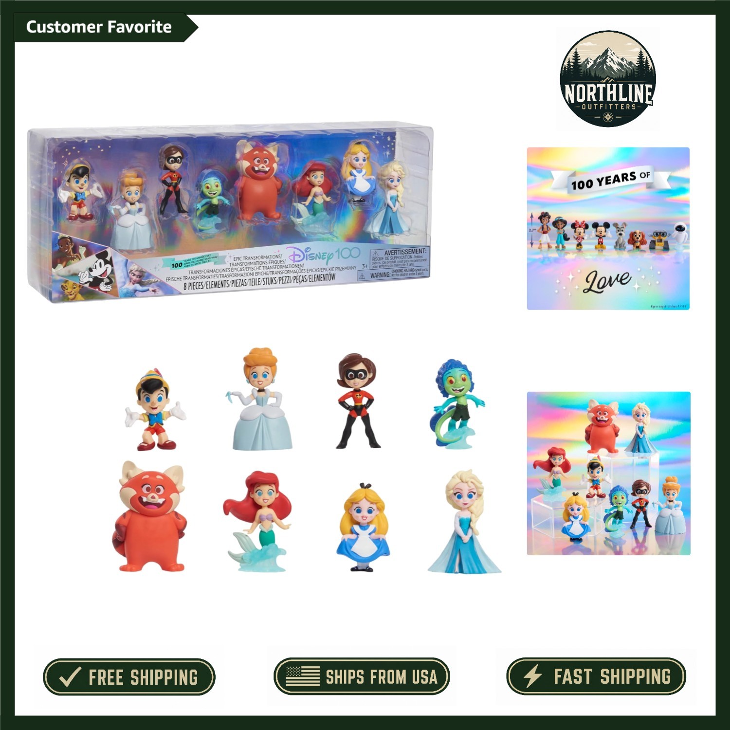 Disney100 Epic Transformations: Limited Edition 8-Figure Collection for Ages 3+