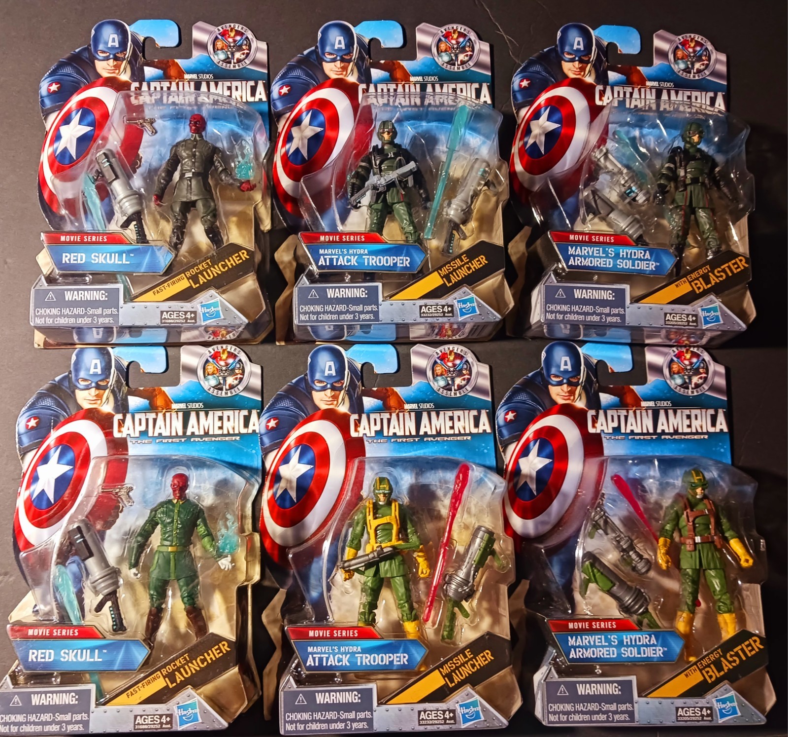Captain America the First Avenger 3.75&Prime; Hydra LOT Red Skull + Hydra Troopers × 4