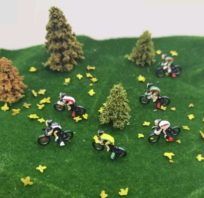 1 87 Scale Exquisite Bicycle Riders Cycling Figurines Diorama Scenery 6 Pieces