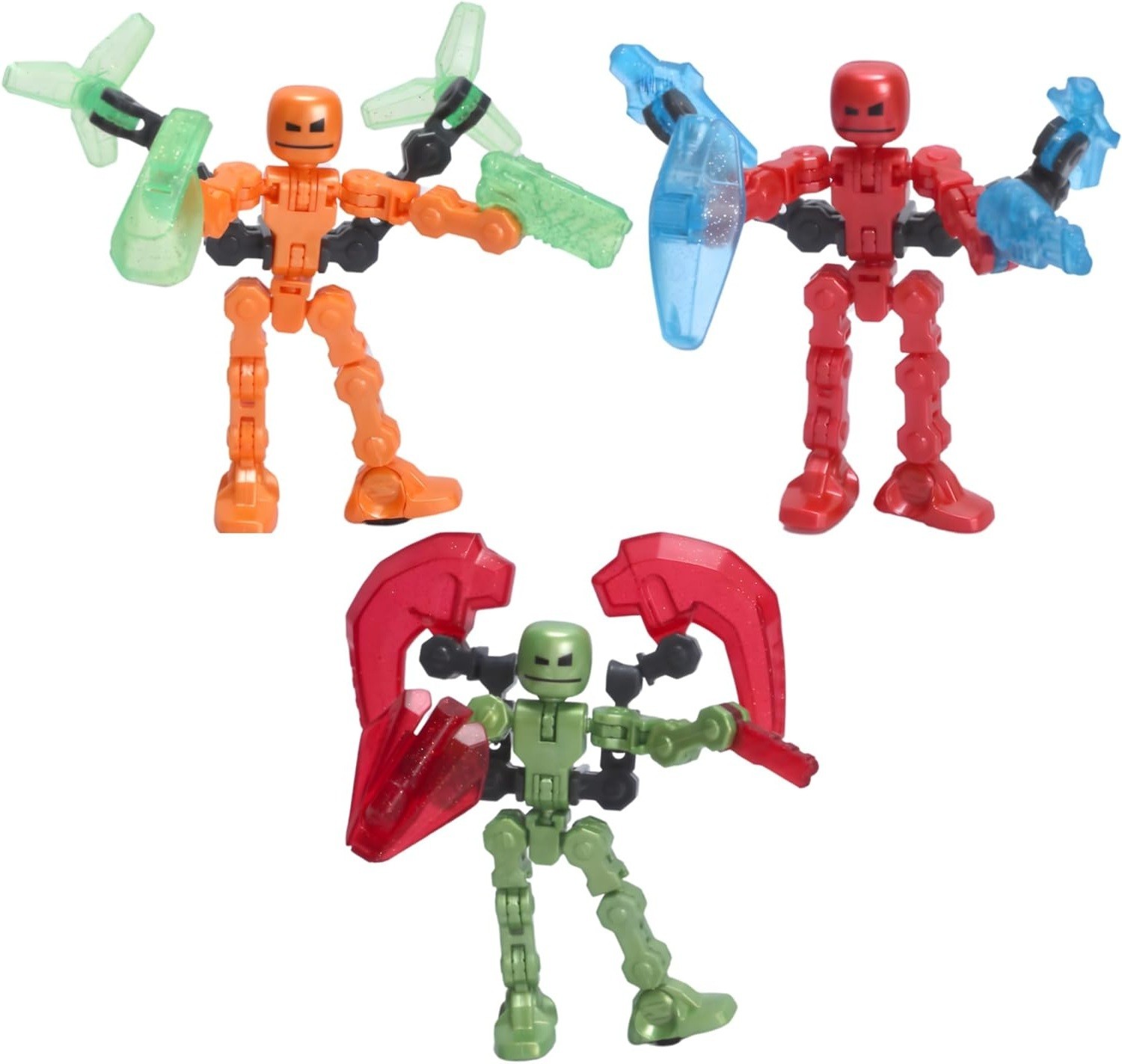3 PACK – KlikBot Defenders | Action Figure Set with Metallic Colors, Accessories