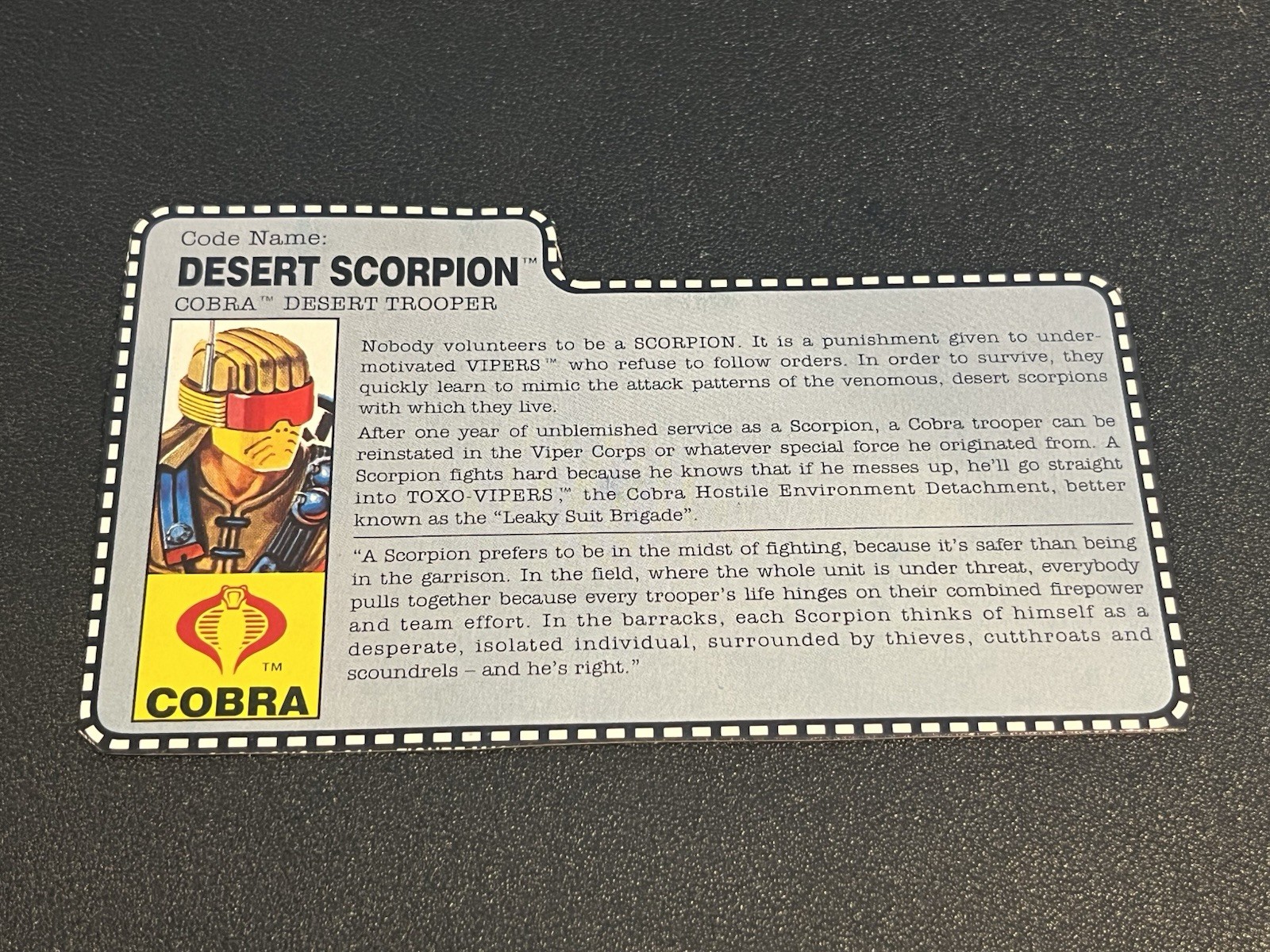 gi joe lot File Card 1991 Desert Scorpion Great Condition