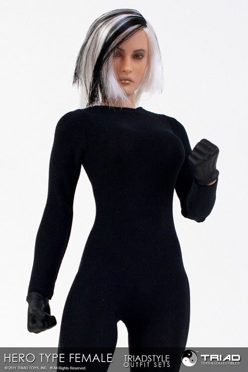 1:6 Triad Toys Female Hero Type 2.0 Black Bodysuit Outfit for 12&Prime; Figures
