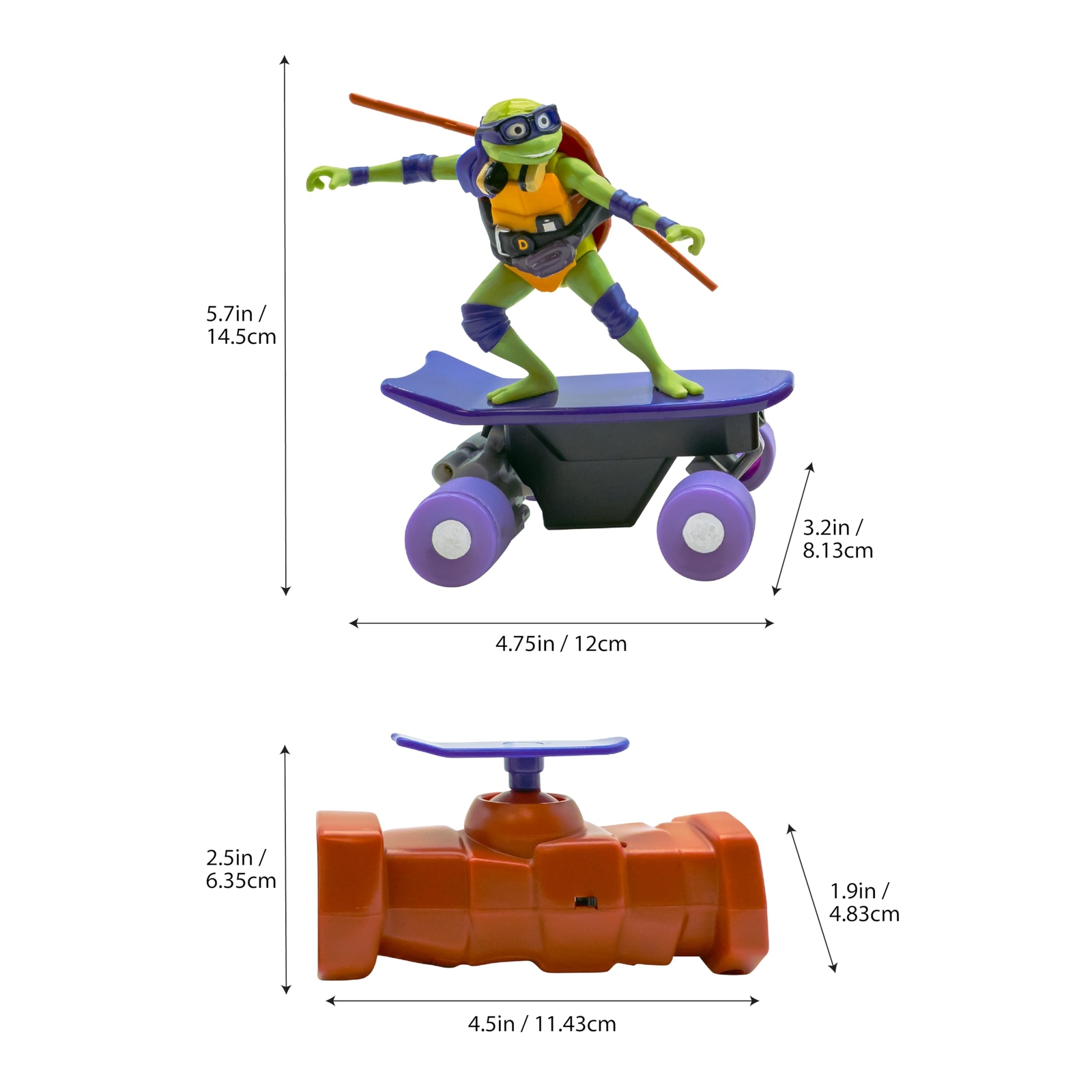Donatello Remote Control Skateboard RC Vehicle TMNT Toy Ages 5 and Up