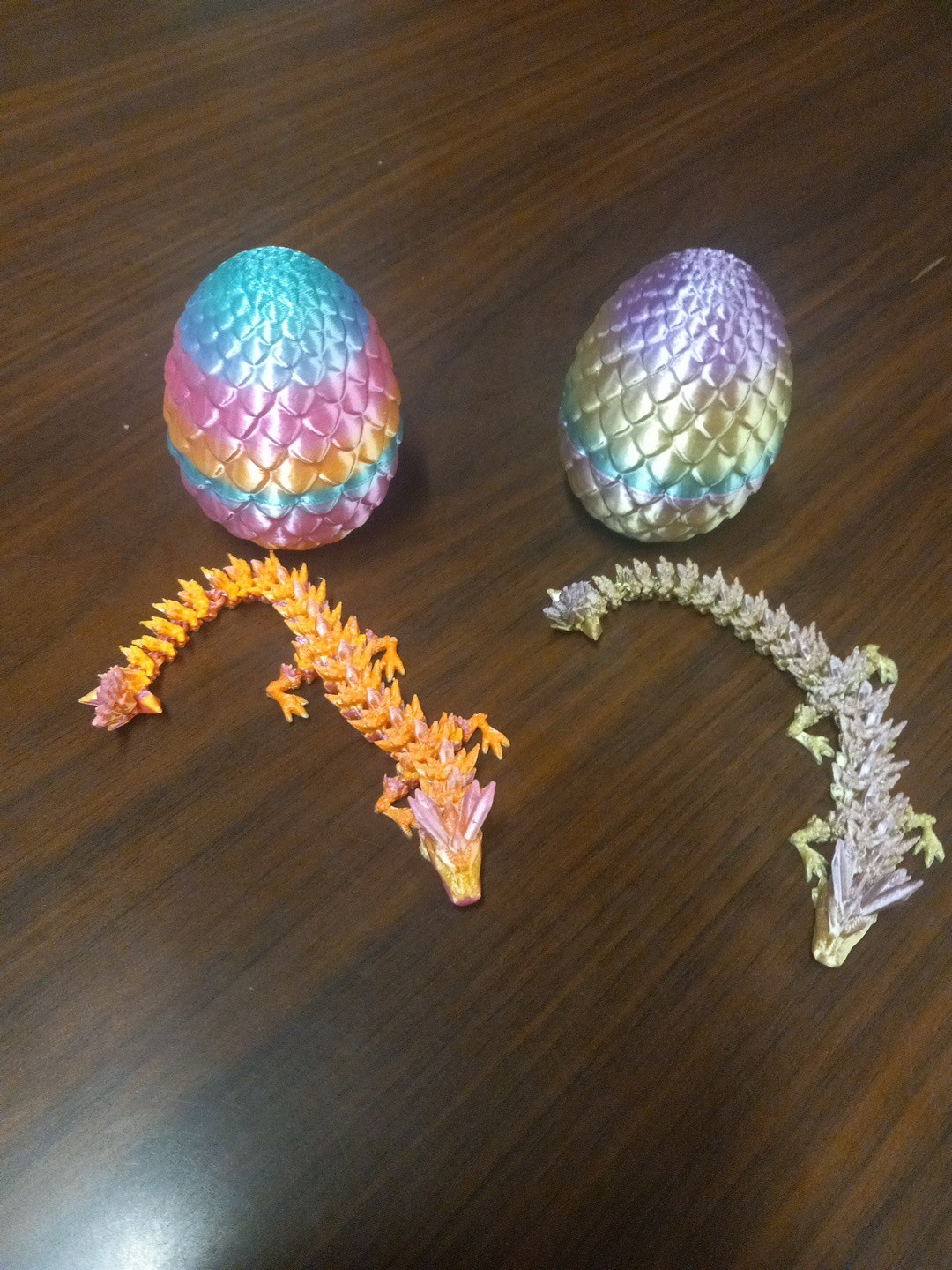 LOT OF 2–3D Printed Dragons in Eggs Articulated Dragons