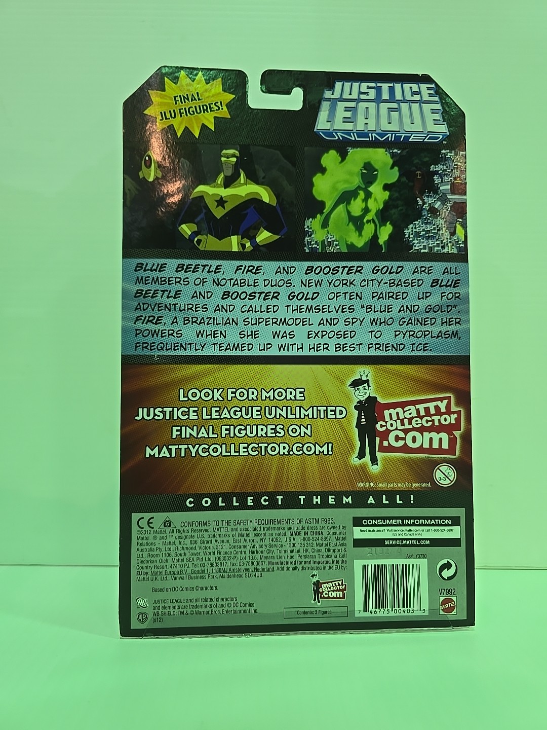 Justice League Unlimited FIRE, BLUE BEETLE, BOOSTER GOLD 3 Pack Figures Clean Bx