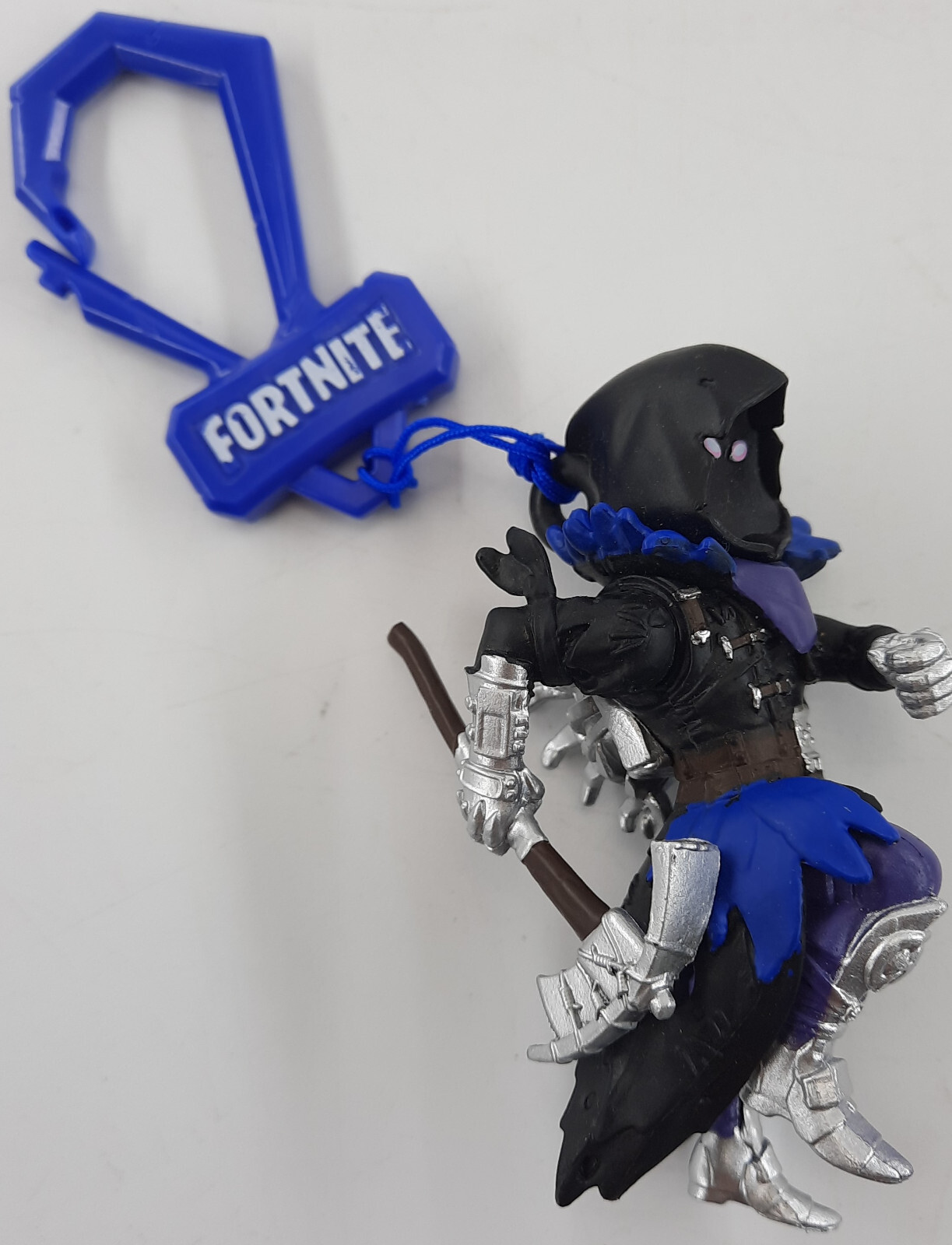 FORTNITE Blue 3×1.5 Inch Loose Figure 2019 RAVEN BLACK WRAITH With Carabiner EUC