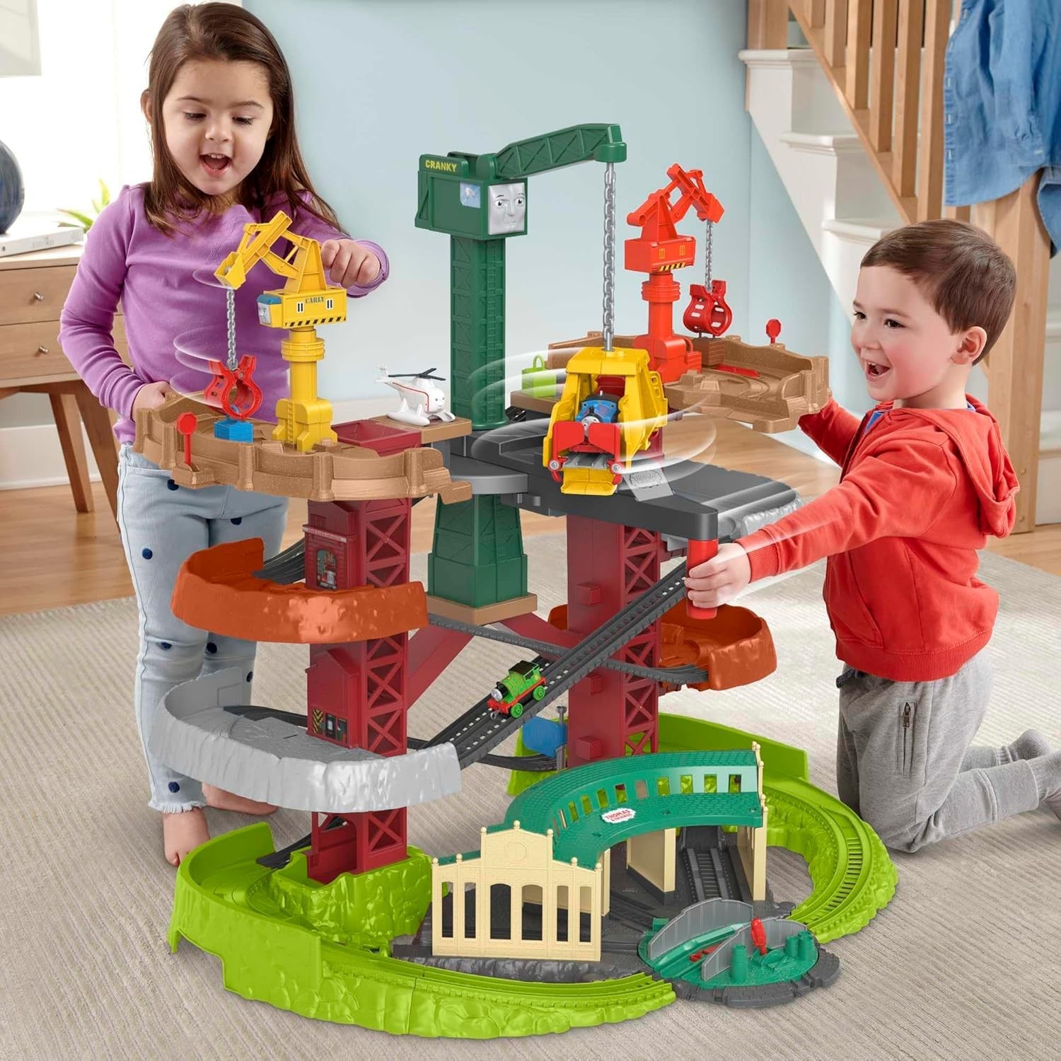 Motorized Train Set Thomas & Friends Trains Cranes Super Tower track preschool