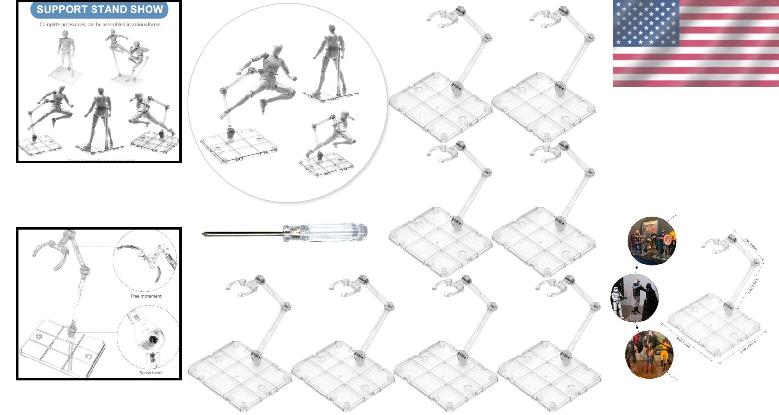 Action Figure Display Stands – 8 PCS Assembly Holders for 6 Inch Figures