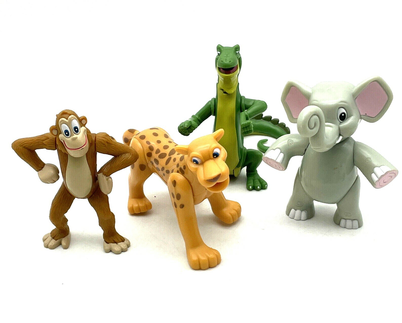 4 RFC Rainforest Cafe Elephant Monkey Iguana Cheetah Toy Animal Figures BPA Free