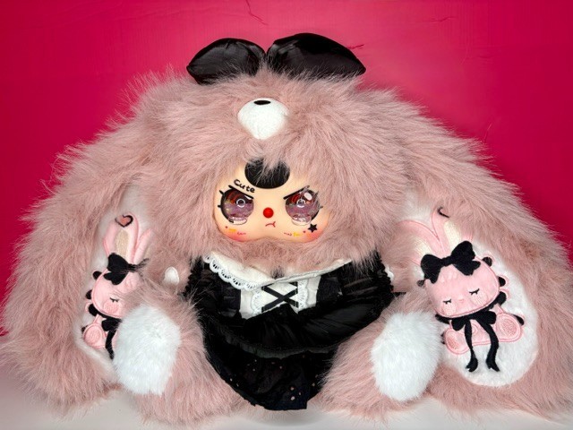 Baby Three BB3 Lily Rabbit Town V5 400% Pink & Black Bunny Plush New