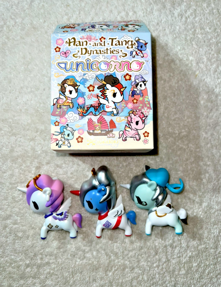TOKIDOKI UNICORNO HAN &TANG DYNASTIES LOT OF 3 WEI QING / LI TAIBAI / CHEN AJIAO