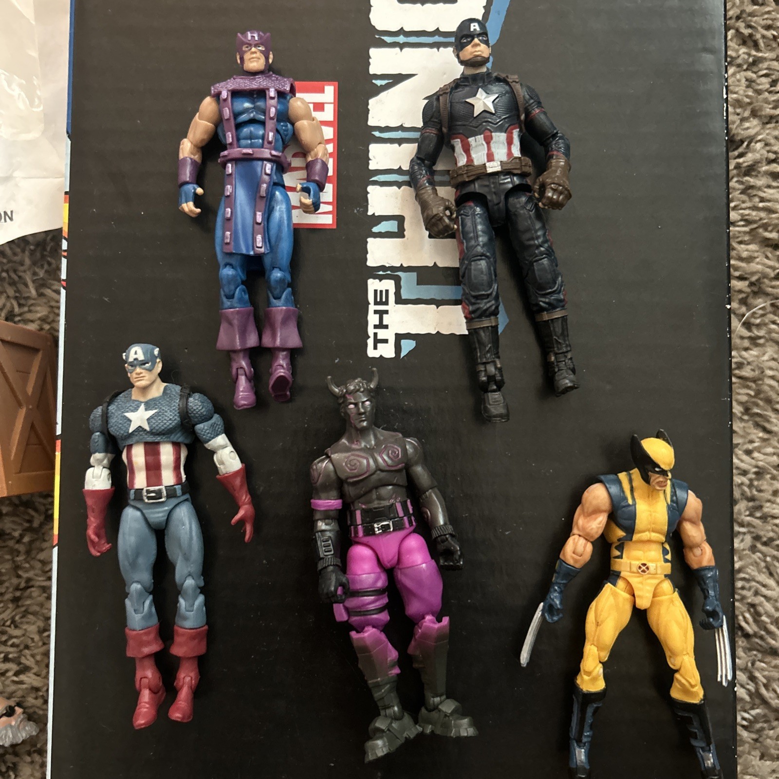 Marvel Universe Hawkeye, Wolverine, And captain America Lot Of 5