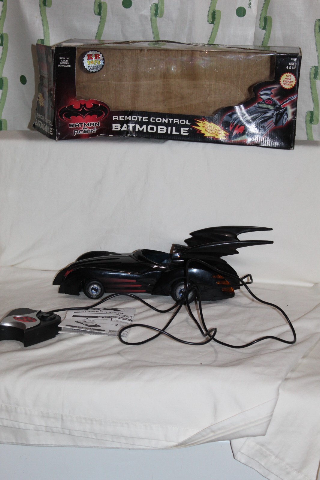 1997 BATMAN & ROBIN MOVIE REMOTE CONTROL BATMOBILE KB TOYS EXCLUSIVE W Box Works
