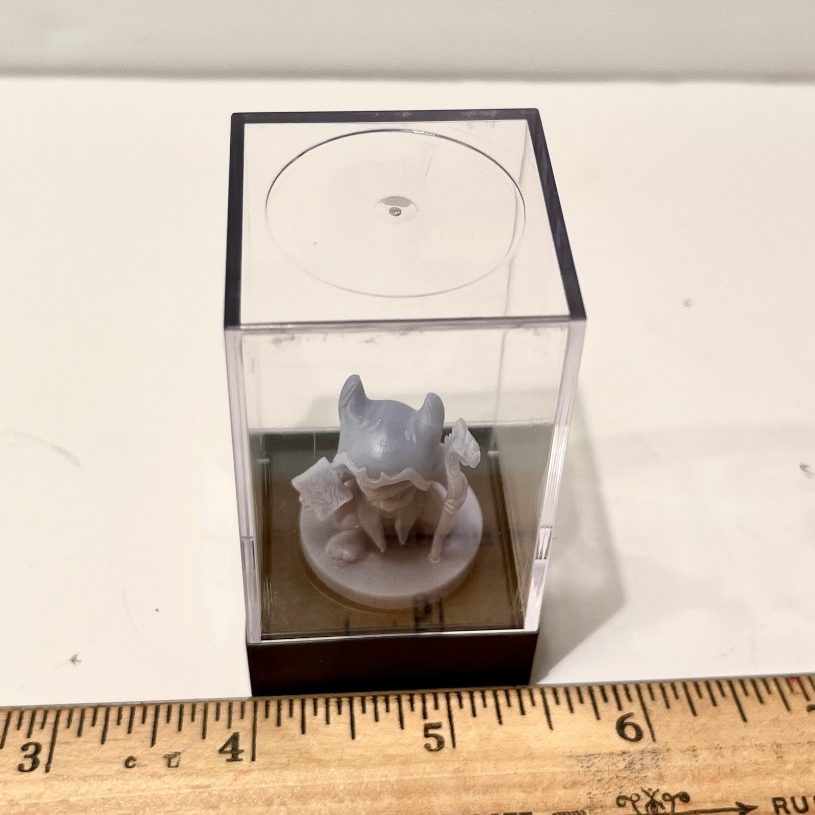 3D Printed Miniature Minis with Plastic Dome Fantasy Cosplay Warrior Gray Resin