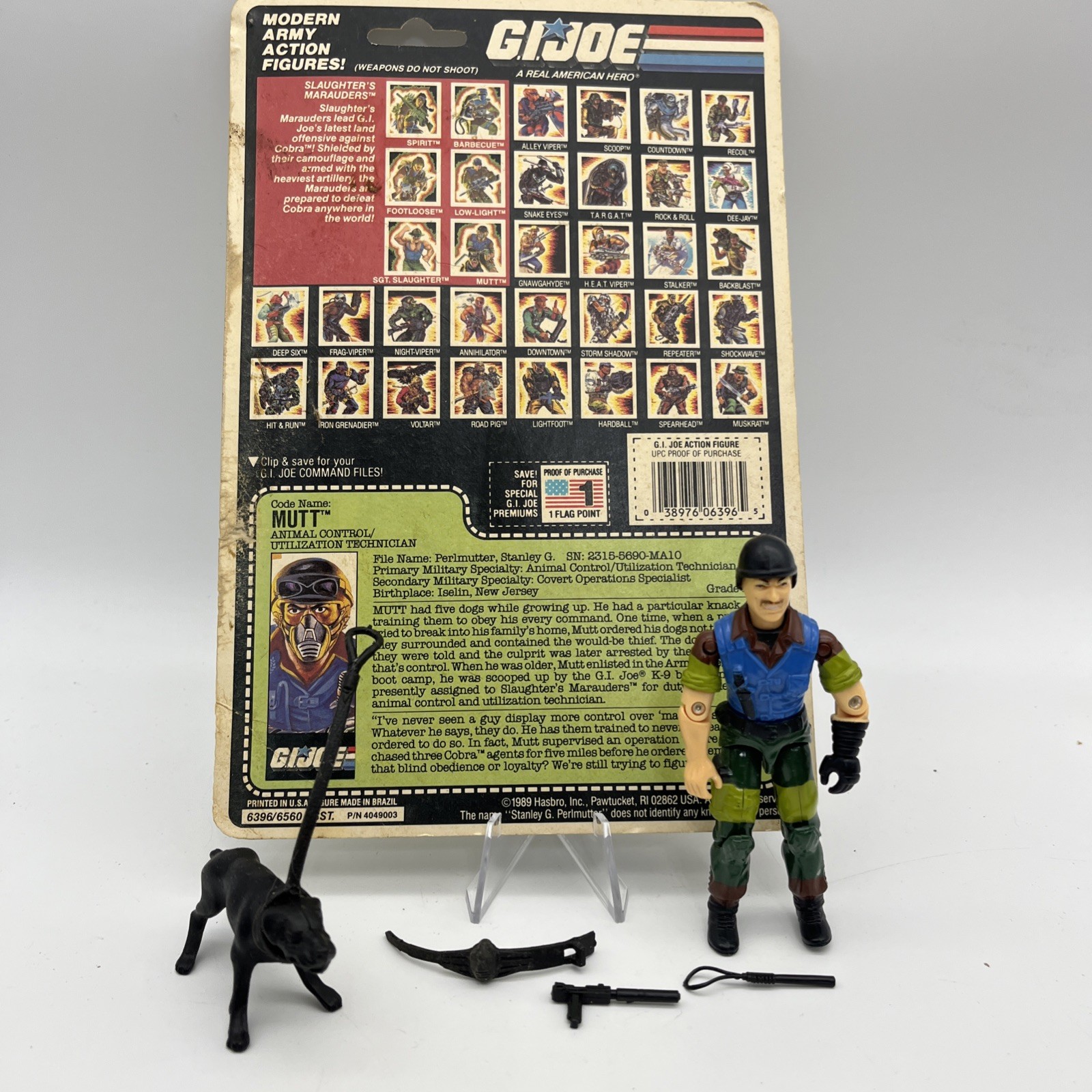 GI Joe Slaughter&rsquo;s Marauders Mutt 100% Complete W/Uncut File Card 1989 Vintage