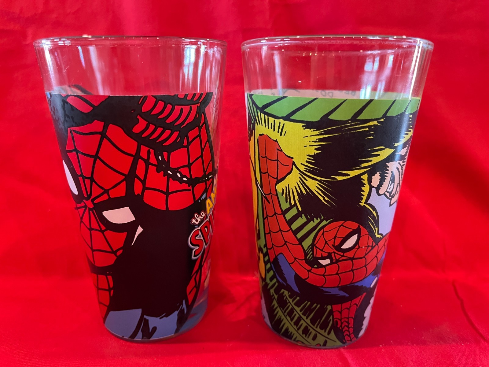 MARVEL COMICS SPIDER-MAN FULL-WRAP TUMBLERS 16OZ GLASS SET/2 3E DIRECT 2010