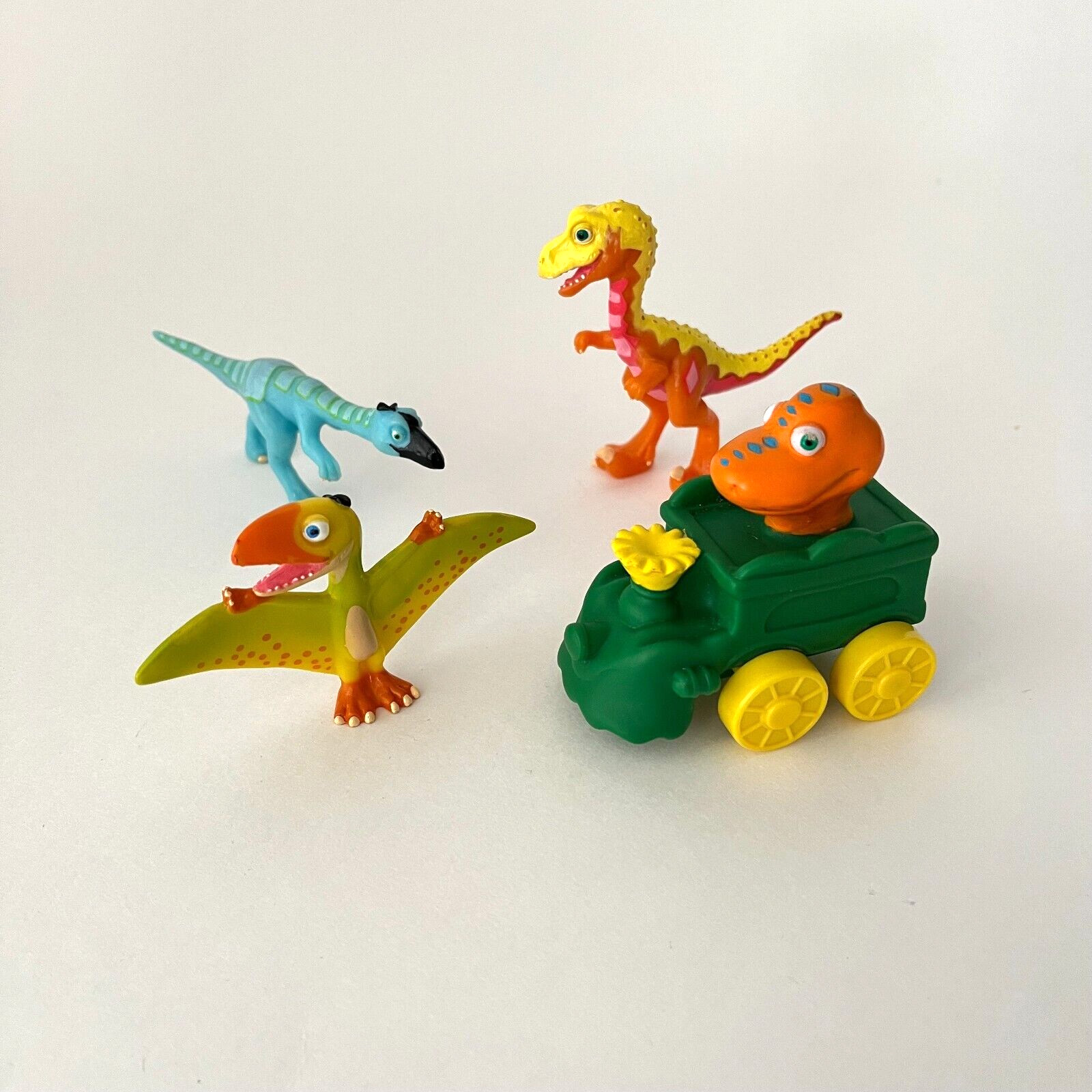 Dinosaur Train Buddy, Derek, Ollie, Petey 4 Toy Lot PBS Learning Curve Jazwares