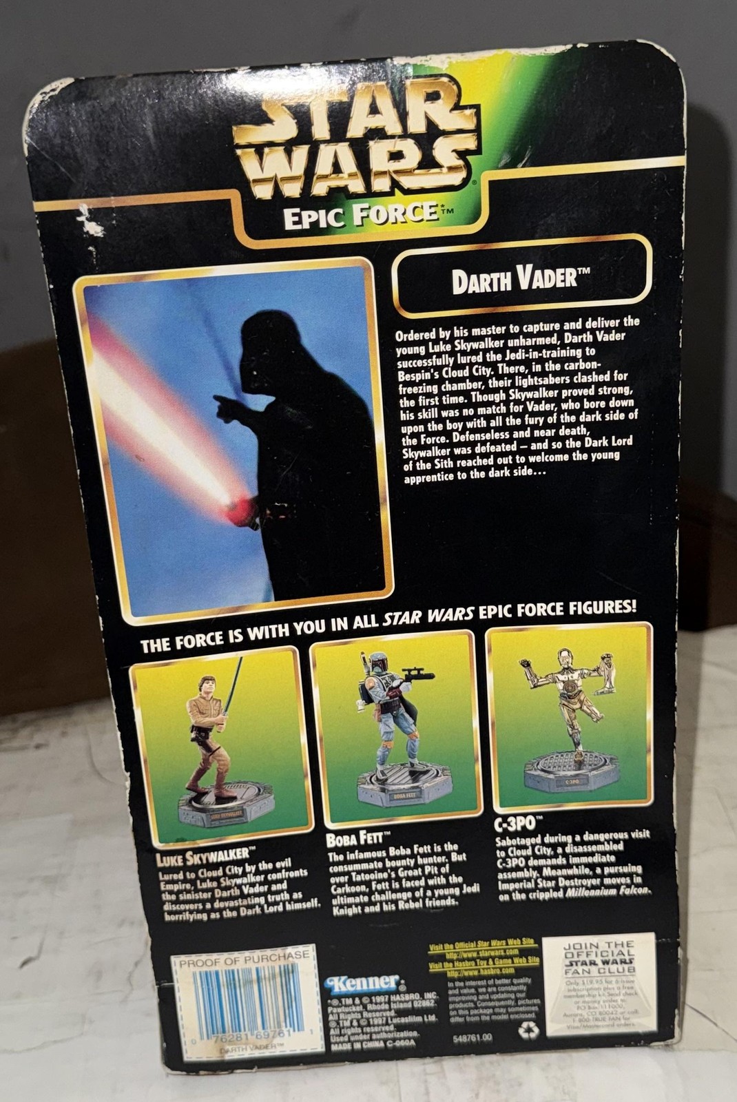 Vintage 1997 Star Wars Epic Force Darth Vader 6in Black Kenner New Boxed Figure