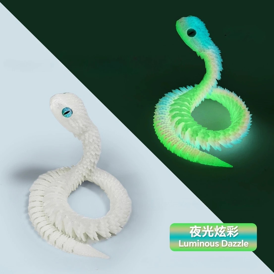 30/60cm 3D Printed Snake Action Figures Articulated Movable Joint Simulation.