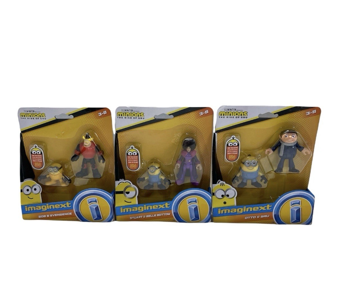 3 Sets Imaginext Minions The Rise Of Gru Otto Bob Stuart Bell Bottom Svengence