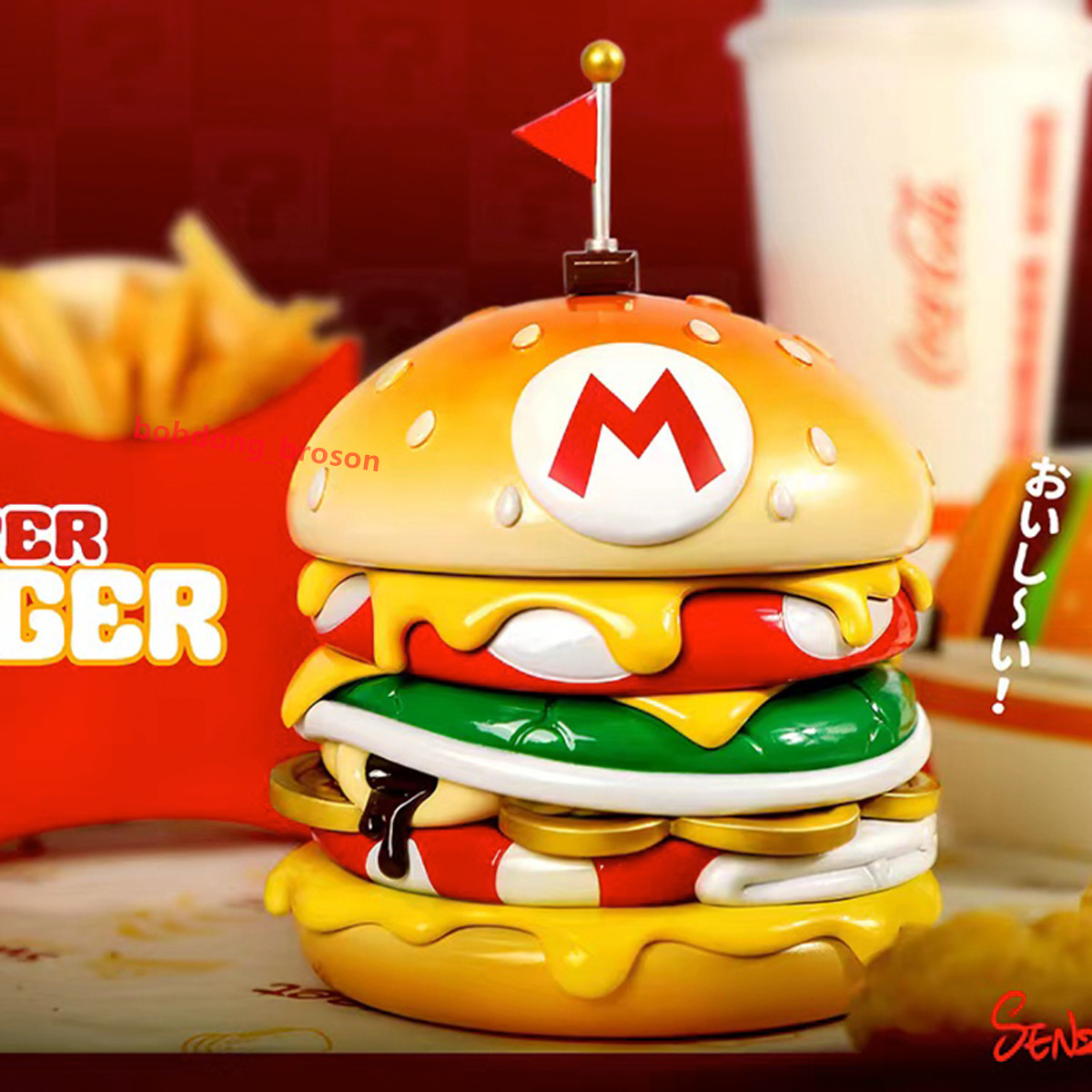 SENZII SUPER BURGER Resin PU Figure Designer Collection Art Toy H14CM