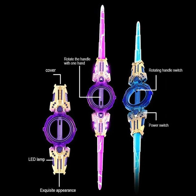 dual Lightsaber Glowing Laser Rotating Sword Rotate Sword Multi-Color Flash LED
