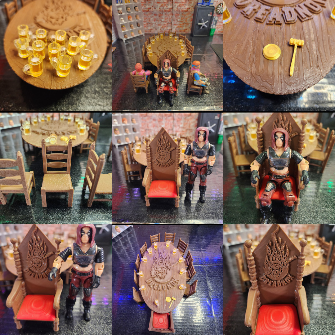 DREADNOK TABLE BUNDLE, For 1:18 Scale Figures, Zartan Throne, Gi Joe Vintage, 3D