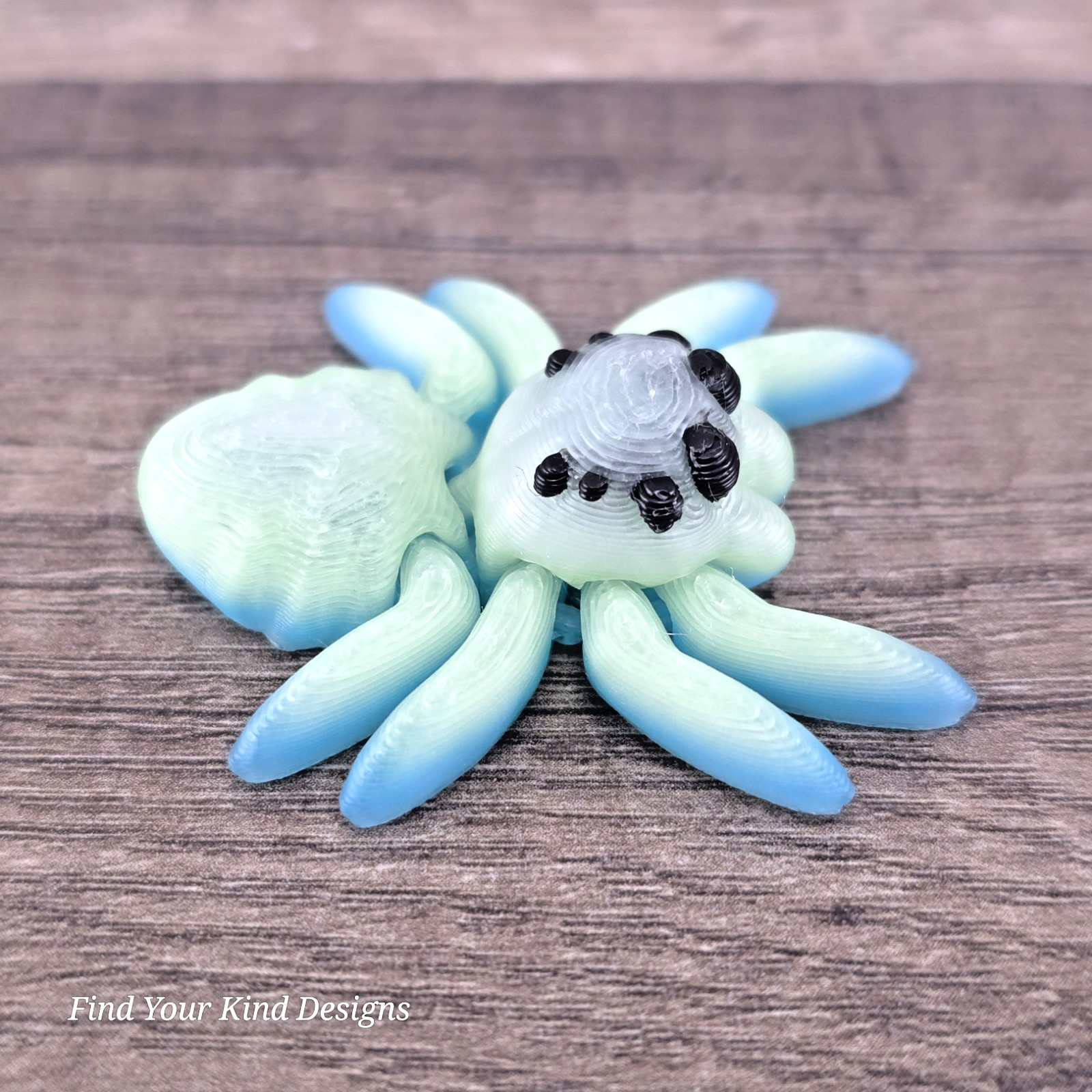 Glow in the Dark Tiny Spider 3D Printed Articulated Flexi Fidget Toy
