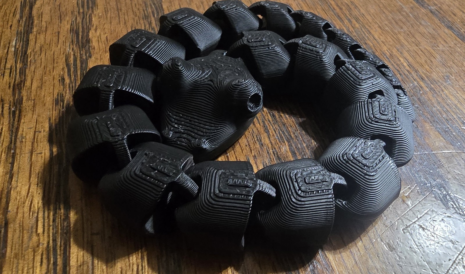 3D Printed Articulated Snake – Flexible Fidget Toy – Desk Pet – Black 9.5-Inch