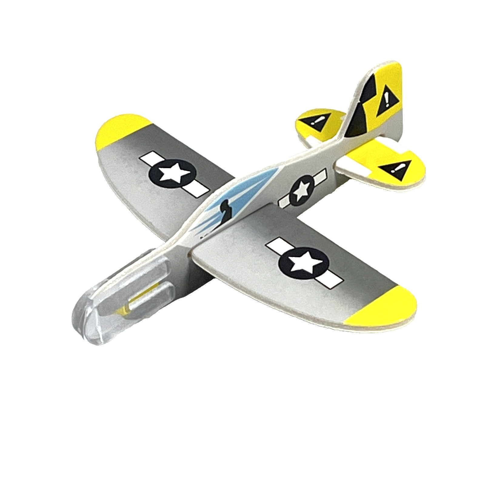 Mini Airplane Build Toss Fly Play Foam Plane Indoor/Outdoor Toy Gray Ghost